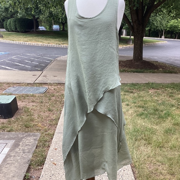 Exist Dresses & Skirts - Exist~ X-Large thyme green loose layered symmetric long casual beach dress